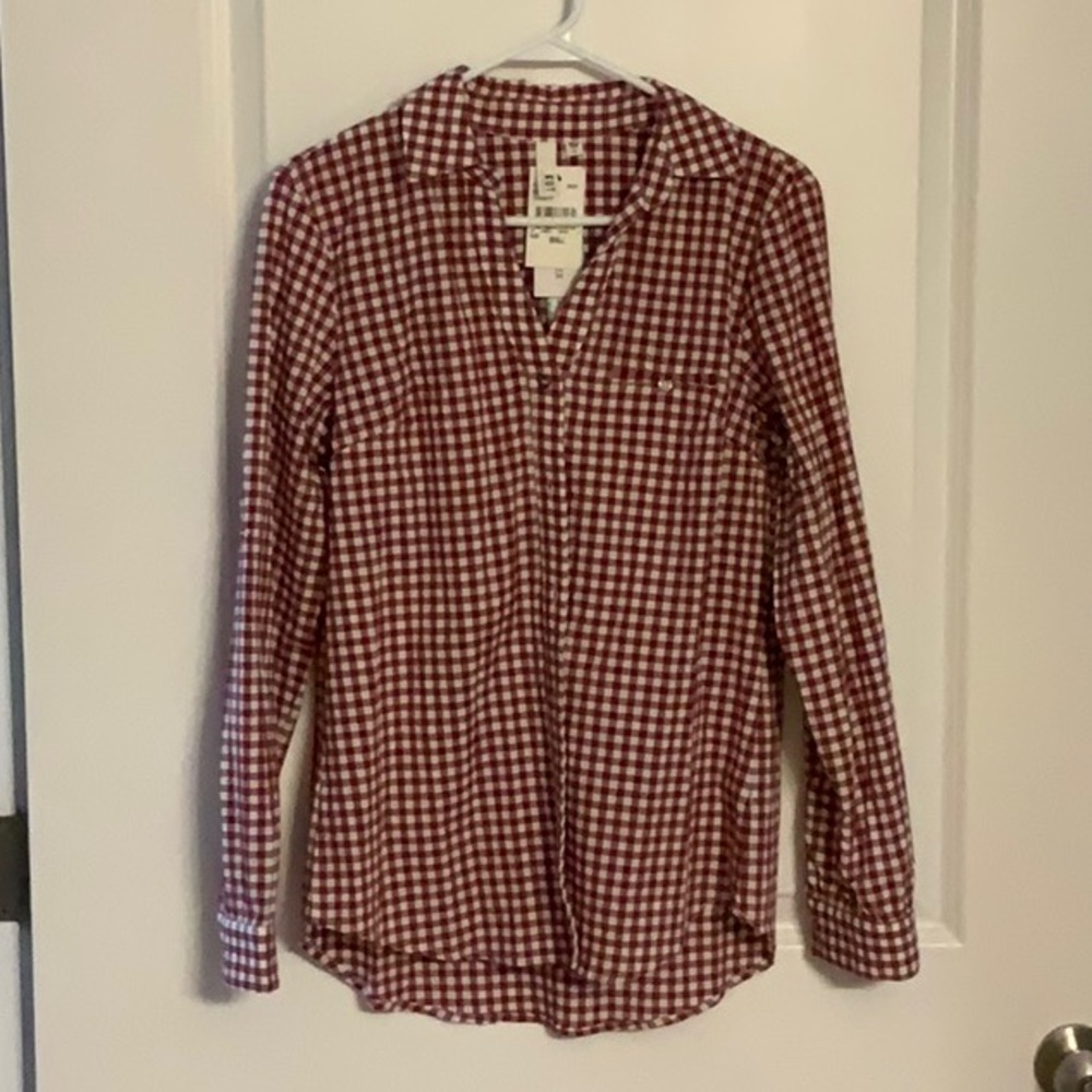 Kut from the Kloth Red and White Gingham Button Down Shirt